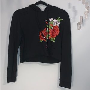Snake and flower crop hoodie